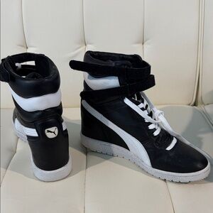 Puma Wedge Women's Black and White High-Top Sneakers